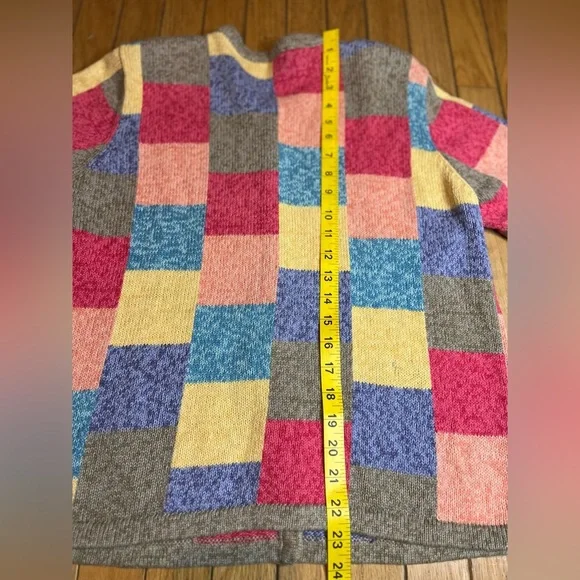 Vtg Christopher Banks Multicolor Colorblock Button Front Sweater Women’s Medium - Picture 7 of 8